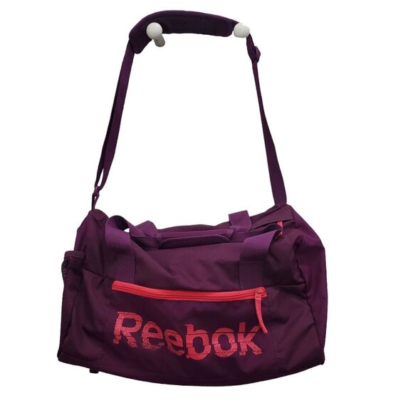 Reebok Purple Coral Logo Neon Medium Size Ripstop Shoulder‎ Carry Gym Duffle Bag - Picture 1 of 10